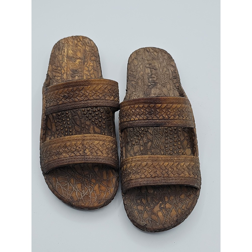 Pali Hawaii J-Slips Classic Sandals Youth 5 Brown Waterproof Unisex Slides
